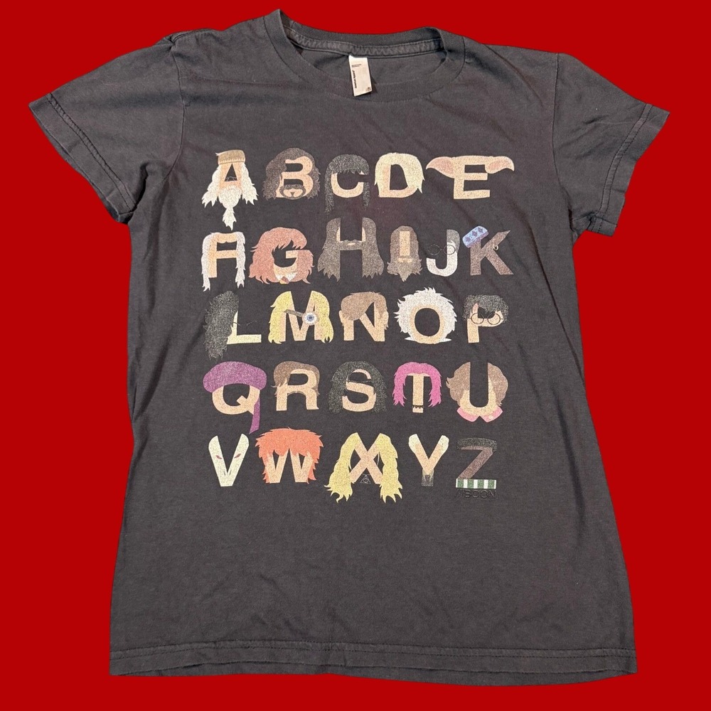 American Apparel Harry Potter Alphabet T-Shirt S Black Character Hair Graphic